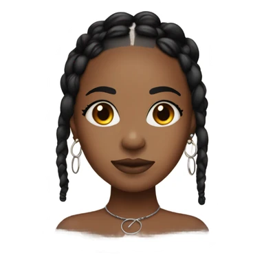 Brown skin girl with black braids and 2 nose ring hoops and a septum hoop sticker