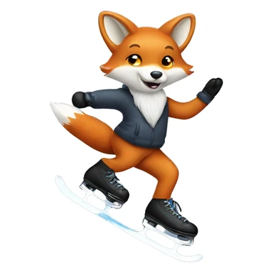 Fox Ice skating sticker