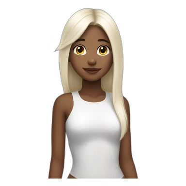 girl with angel wings on her back and white straight hair sticker