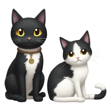 black cat and white cat studio ghibli style  sticker