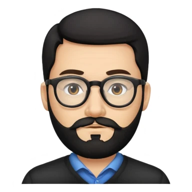 man with black beard and eyeglass sticker