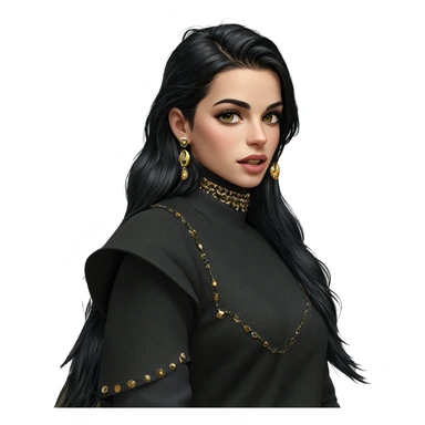 black-haired girl with jewelry sticker