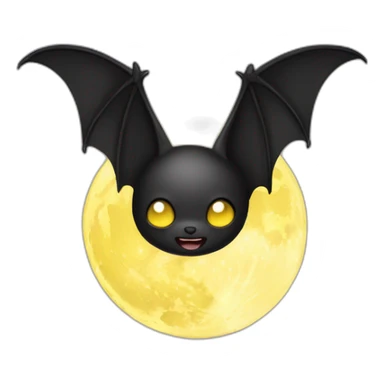 black baby bat wings in front of light yellow moon sticker
