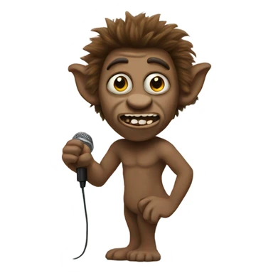 Brown troll with a microphone  sticker
