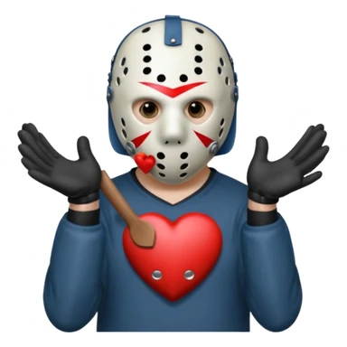 Jason Voorhees, looking cute, heart gesture with hands sticker