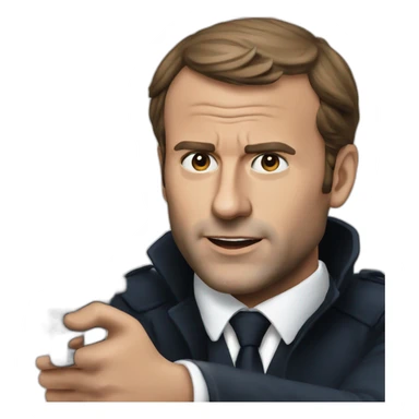 Realistic macron who is shooting sticker
