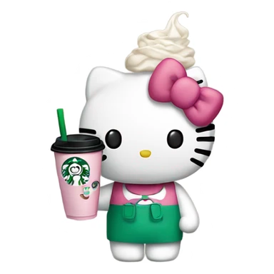 Hello Kitty holding a Starbucks cup sticker