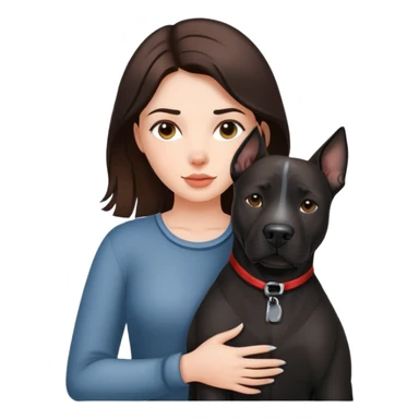 Brunette with a big black amstaff dog sticker
