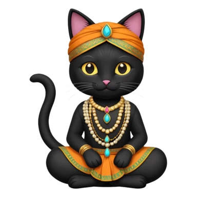black cat wearing indian clothes sticker