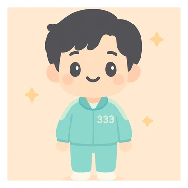 Player 333 From Squid Games full height, male, black hair sticker