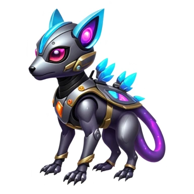 Epic Edgy Cute Vibrant Dark Nebula Modern Vernid-Protogen-creature-animal, full body sticker