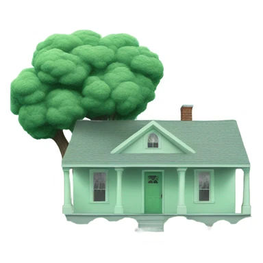One story house mint green. One tree in front yard  sticker