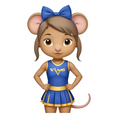 girl rat with a blue bow, wearing a blue and gold cheerleader outfit, Vikings team colors sticker