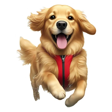 Red coat golden retriever swimming  sticker