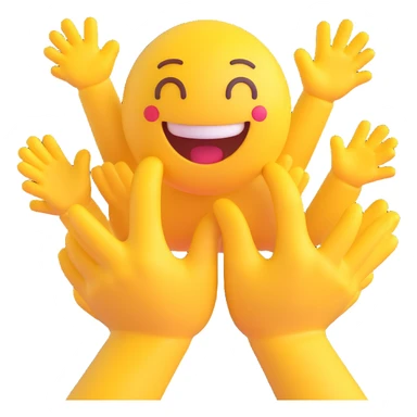 yellow emoji style ,  hands clapping, joyful celebration, focus on hands, motion blur, bright background sticker