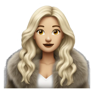 Beautiful realistic long hair Ash blonde mob wife with fur coat sticker