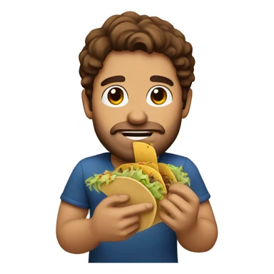 Brown haired man eating taco sticker