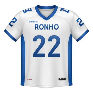 White football jersey at the back with number 22 and my name RONIHO  sticker