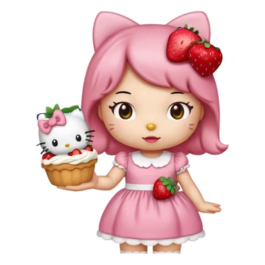 hello kitty strawberry shortcake pink sticker