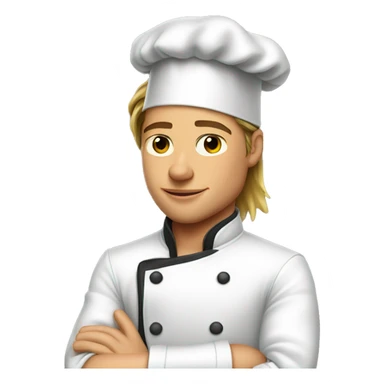 young brad pitt as a chef, rolling up his sleeves sticker