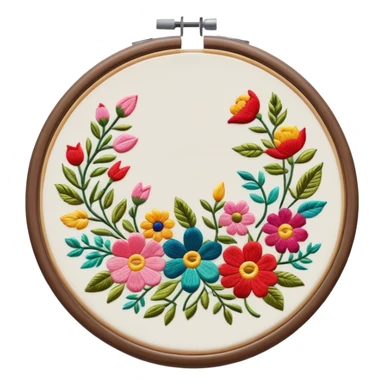 embroidery hoop with colorful floral pattern sticker