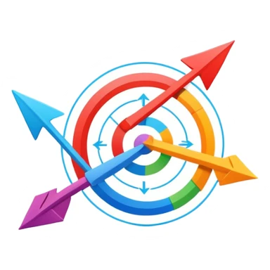 Lean Marketing concept with efficiency arrows, minimalist design, optimization charts sticker