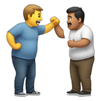 Skinny man slapping fat man's belly sticker