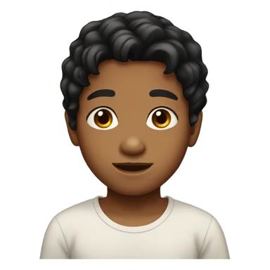 Little mid toned kid with black hair and middle part brown eyes  sticker