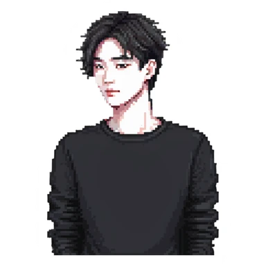 Korean man with stylish haircut and fashion sticker