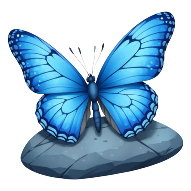 blue butterfly on rock sticker