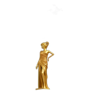 distant view of an abstract renaissance color sculpture of a female figure with a red mask on her face standing on a glittering golden greek column of an ancient palace, 4K resolution sticker