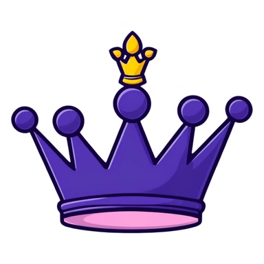 Flat icon of a pink crown with five rounded points, outlined in dark purple. sticker