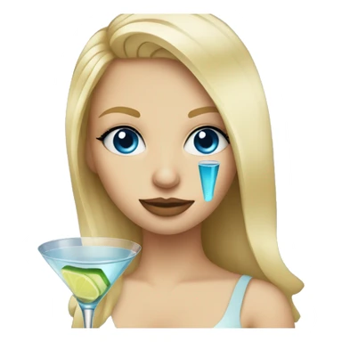 blonde hair blue eye girl drinking martini  sticker