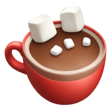 red mug of hot chocolate with marshmallows sticker