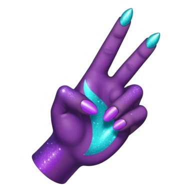 Glitter Roxo e Ciano Mão apontando para direita sticker