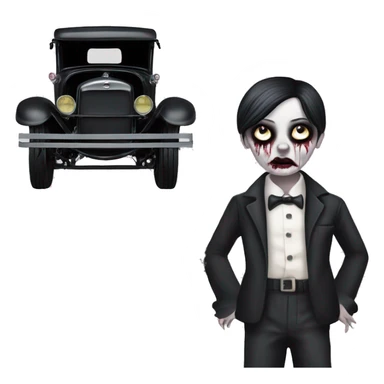 zombie gothic Wednesday Addams creepy, 1929 ford pickup hot rod  sticker
