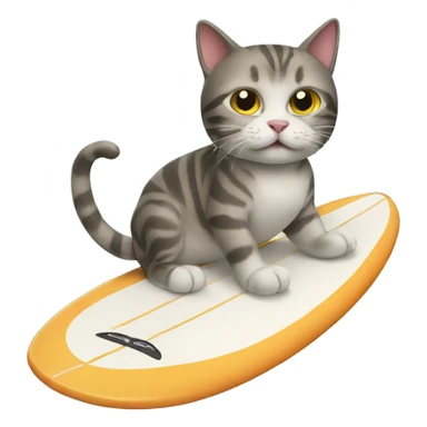 Cat riding a surfboard made out of a fish sticker