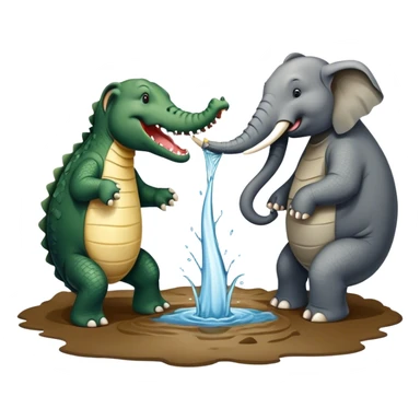Alligator fighting an elephant sticker