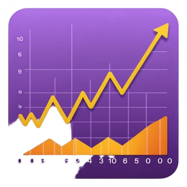 A purple, orange, and yellow line chart with multiple lines and data points sticker