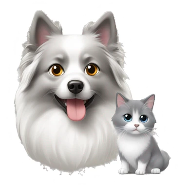 japanese spitz and grey small ragdoll  sticker