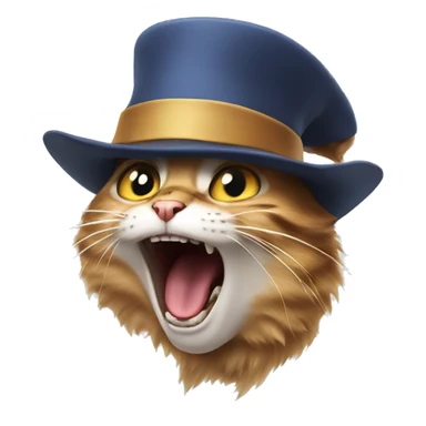 Screaming cat with a hat sticker
