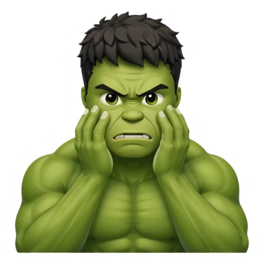 Create a man in a Hulk costume with a hand on his face (disappointment) sticker