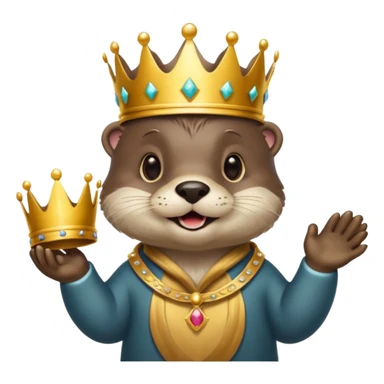 otter handing over a crown sticker