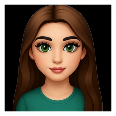 Make the eyebrows black, add a little light makeup, make the eyelashes long and thick, and add more shades to the green eye color (keep the OPhome emoji style) sticker