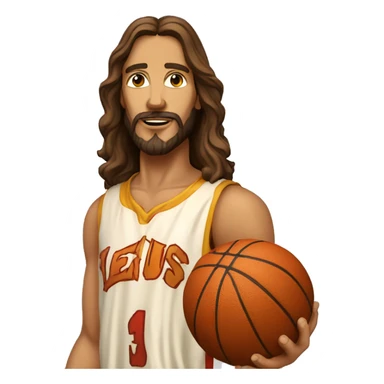 Jesus qui joue au basket-ball not a close up byrealistic face sticker