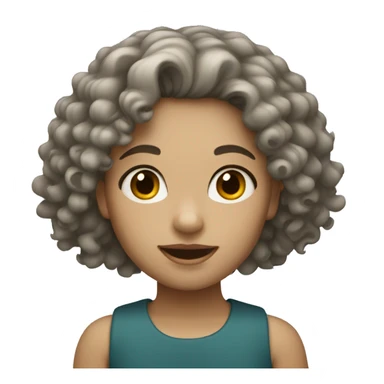 A girl with a curly hair and white skin tone sticker