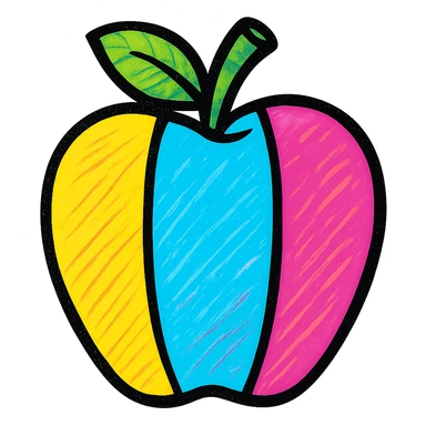 an apple with a Mexican flag pattern, bold colors, no text sticker