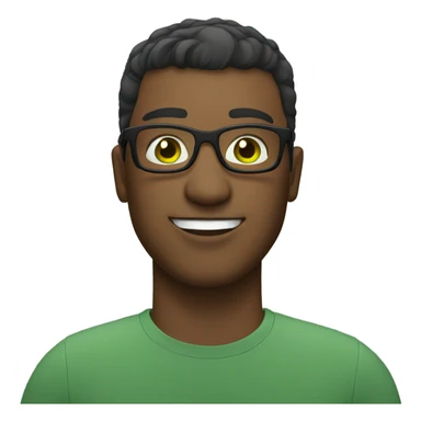 guy with square glasses with short hair, white green eyes sticker