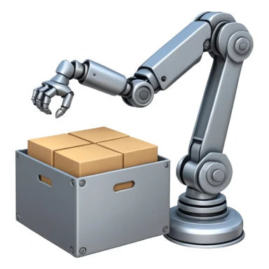 robot arm which is picking block in box sticker