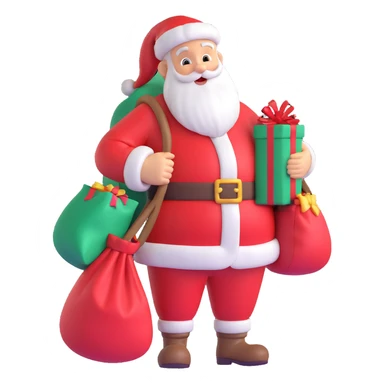 Santa Claus with a sack of gifts, festive and joyful sticker